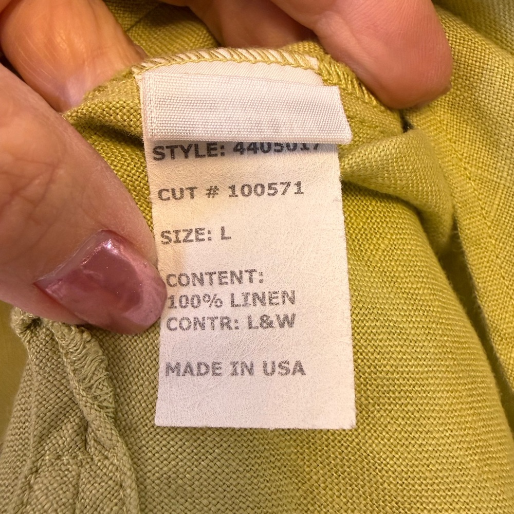 Cut Loose Pure Linen Tank Top Relaxed Fit Fresh Green Color Women’s Size Large - Picture 9 of 10